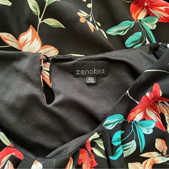 Zenobia Sheer Floral Long Sleeve Blouse Size 2X - Picture 2 of 2